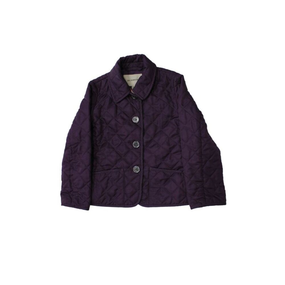 Burberry Girls Button Front Long Sleeve Collared Quilted Jacket Purple Size 4